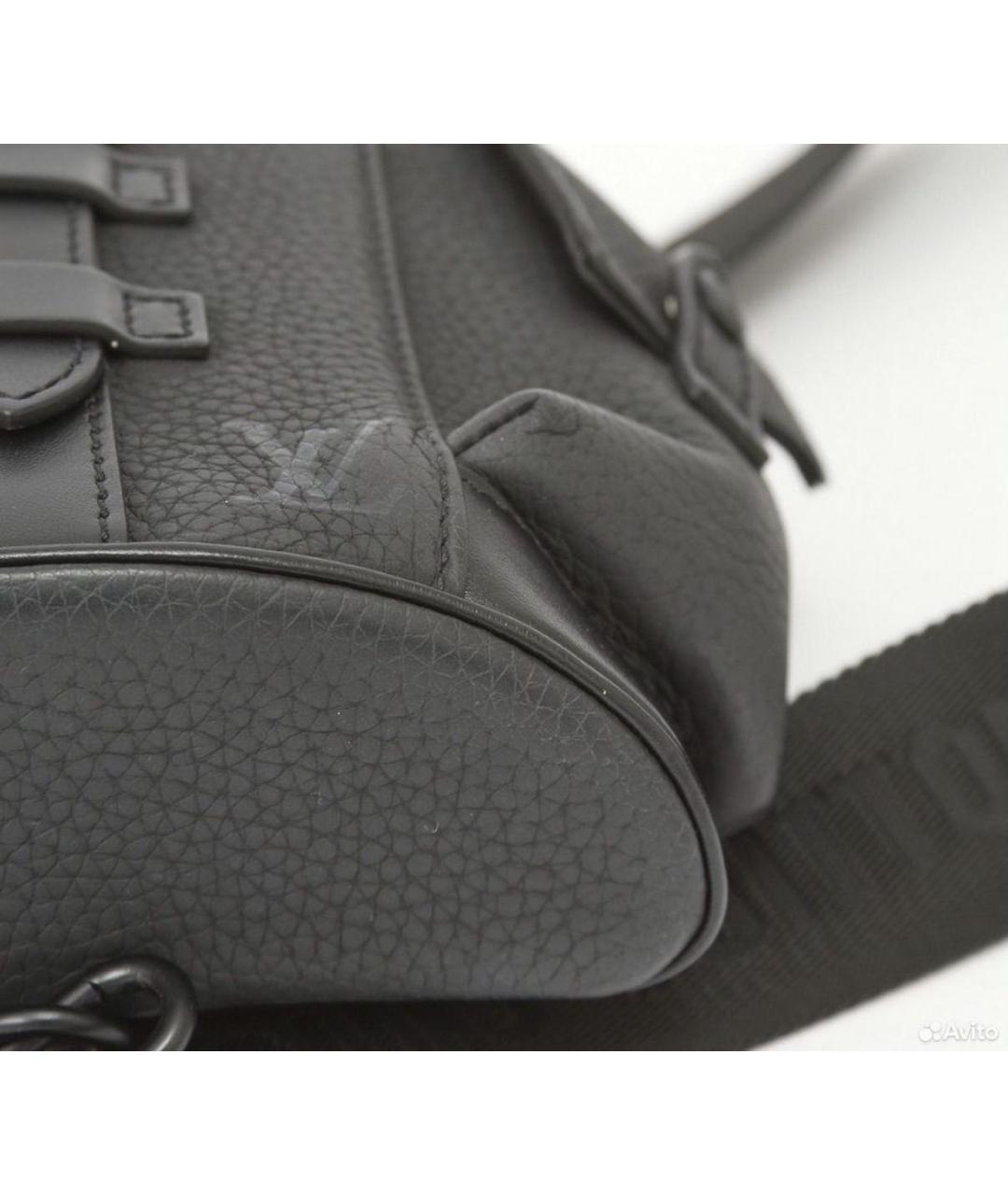 LOUIS VUITTON Черная кожаная сумка через плечо, фото 5