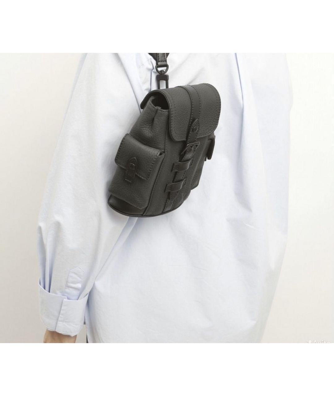 LOUIS VUITTON Черная кожаная сумка через плечо, фото 6