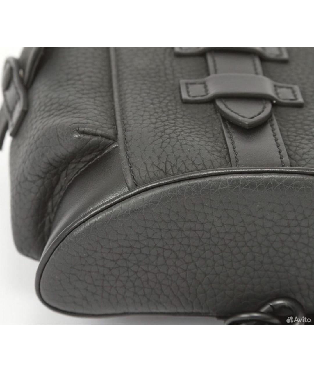 LOUIS VUITTON Черная кожаная сумка через плечо, фото 4