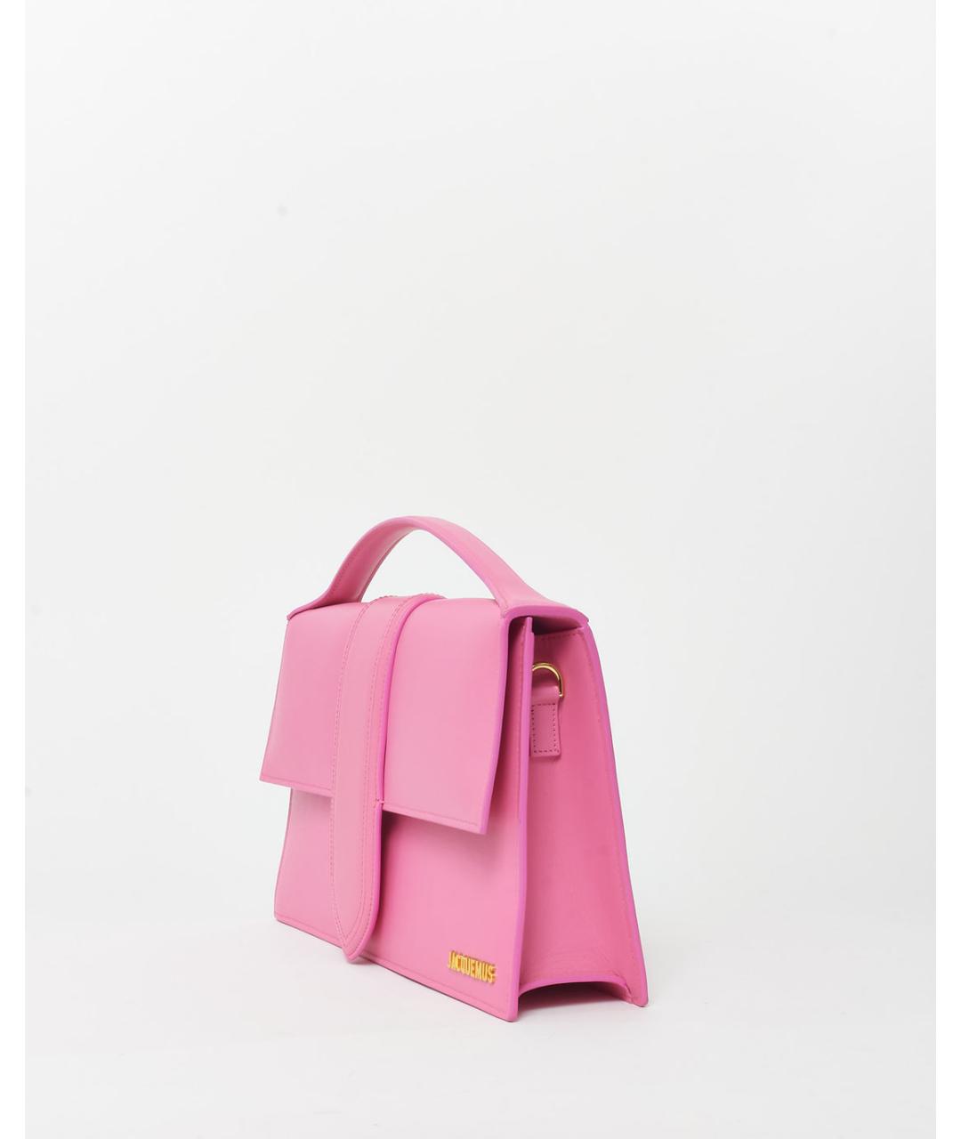 JACQUEMUS Розовая кожаная сумка с короткими ручками, фото 2