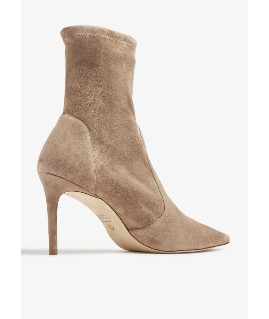 STUART WEITZMAN Бежевые замшевые ботильоны, фото 3
