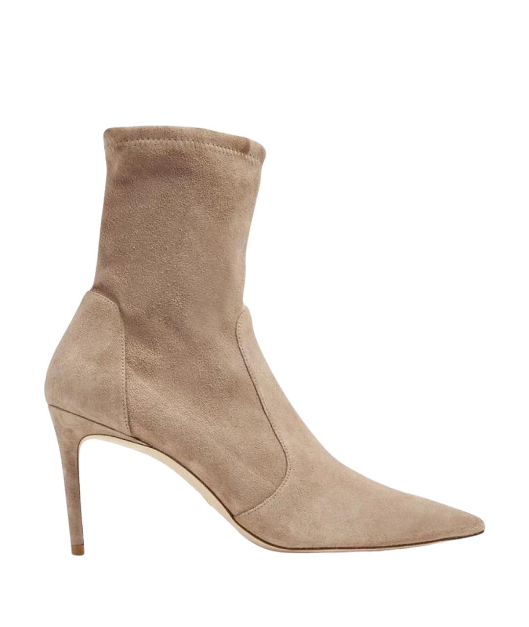 STUART WEITZMAN Бежевые замшевые ботильоны, фото 1