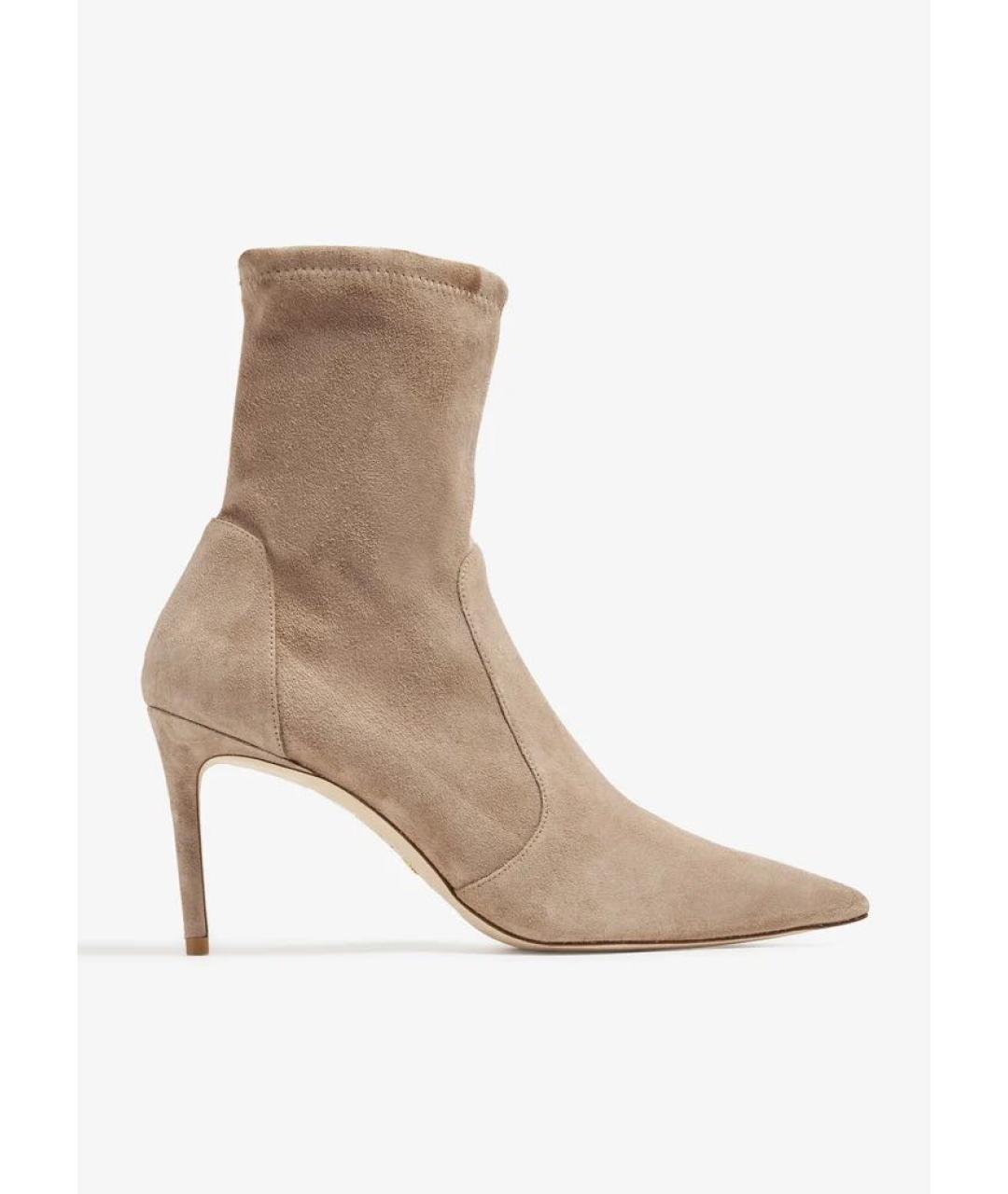 STUART WEITZMAN Бежевые замшевые ботильоны, фото 8