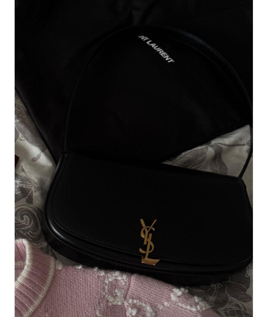 SAINT LAURENT Черная кожаная сумка с короткими ручками, фото 2