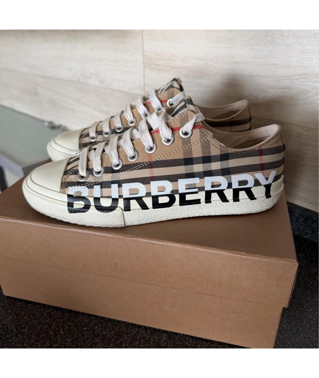 BURBERRY Бежевые кеды, фото 3