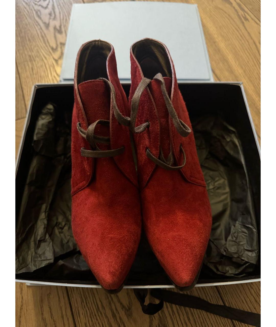 LANVIN Бордовые замшевые ботильоны, фото 2