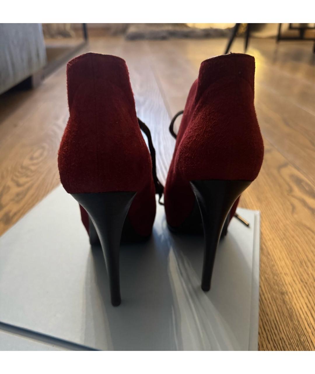 LANVIN Бордовые замшевые ботильоны, фото 4