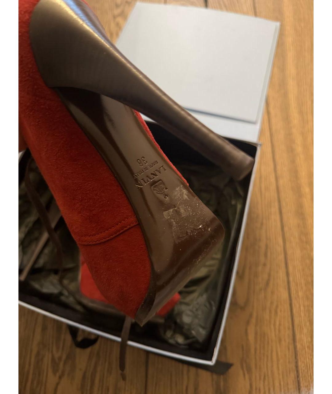 LANVIN Бордовые замшевые ботильоны, фото 5