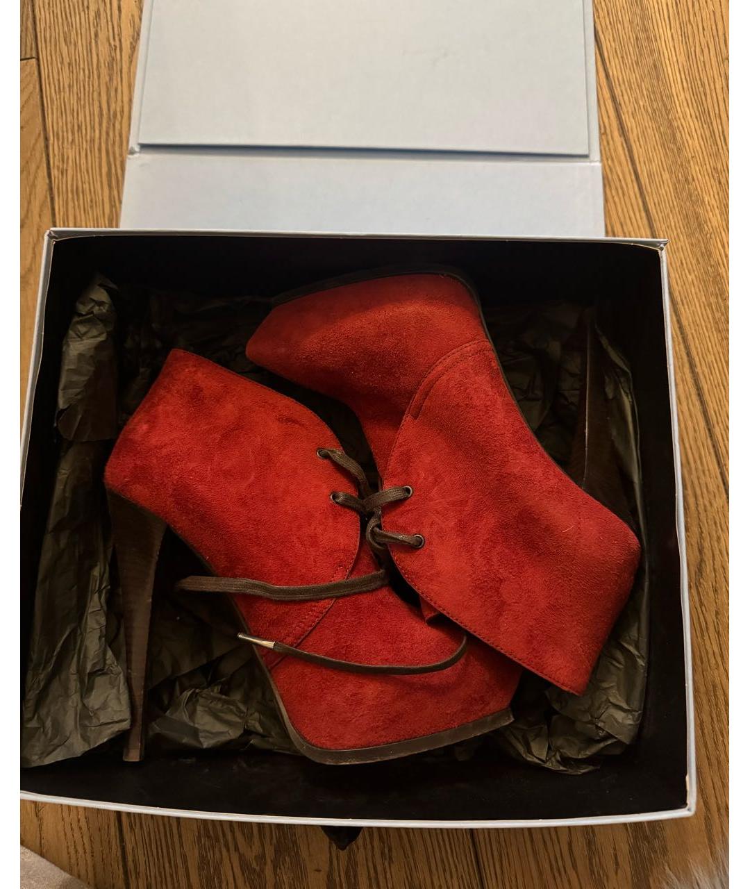 LANVIN Бордовые замшевые ботильоны, фото 6