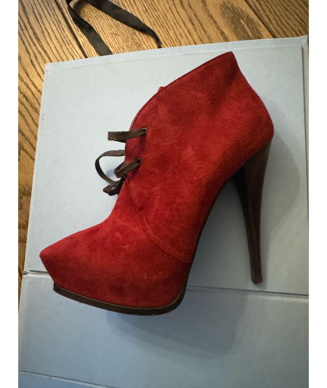 LANVIN Бордовые замшевые ботильоны, фото 7
