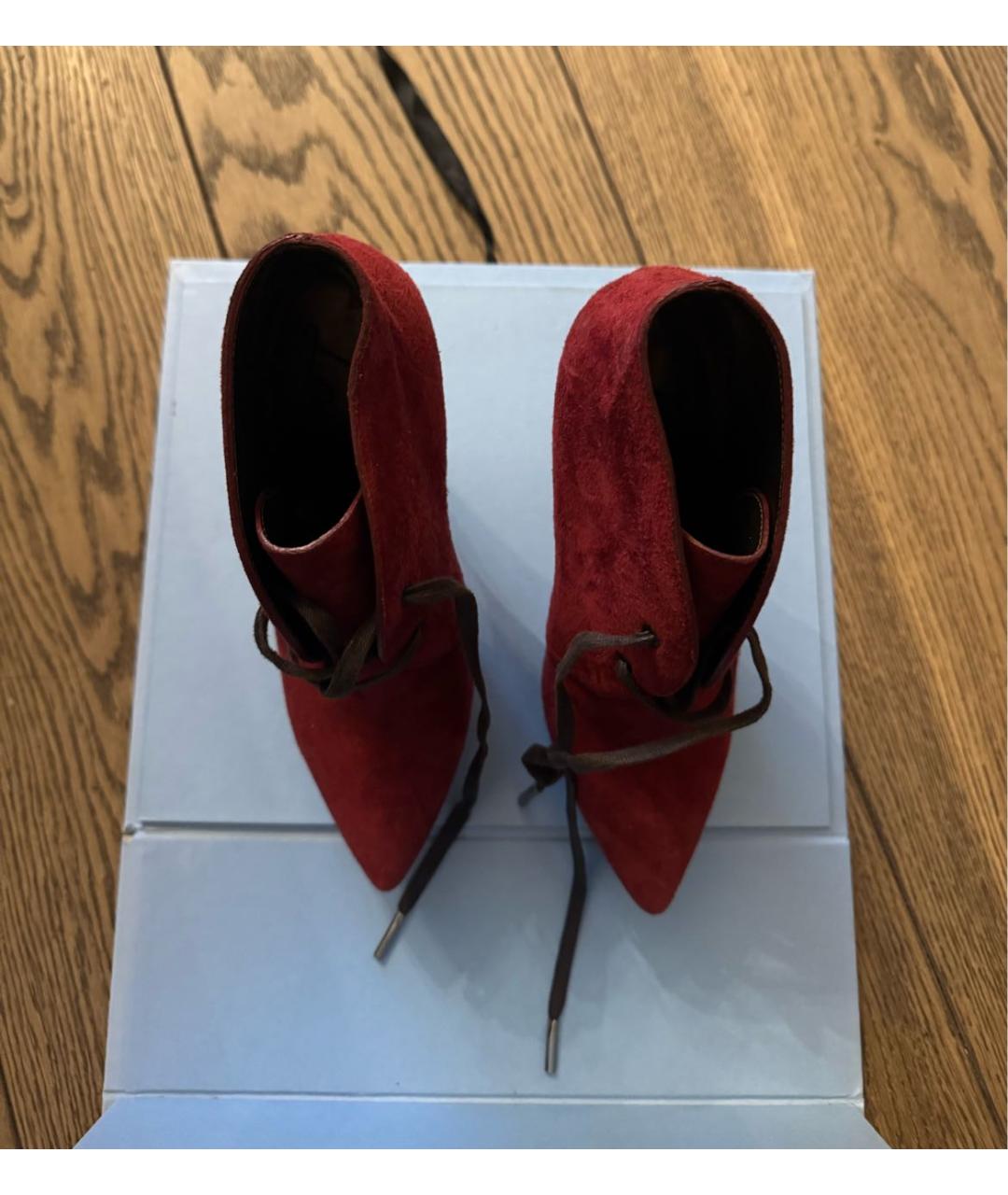 LANVIN Бордовые замшевые ботильоны, фото 3