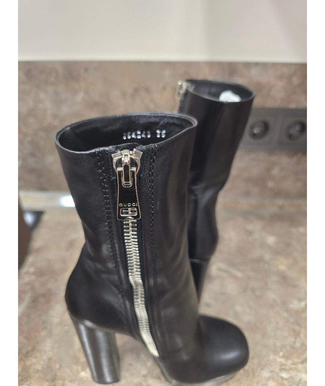 GUCCI Черные кожаные ботильоны, фото 6