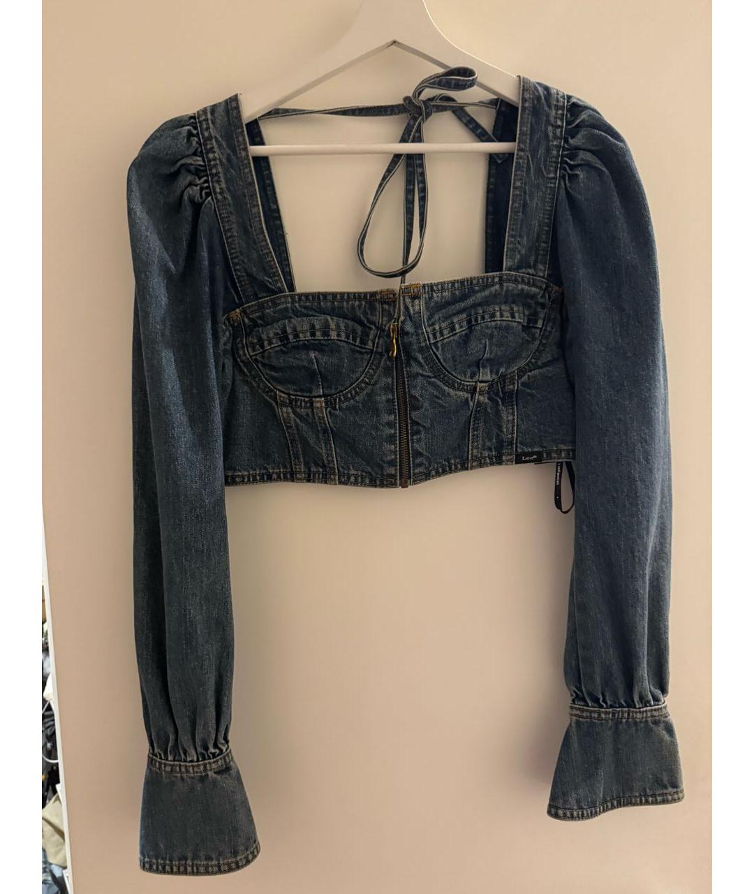 SELF-PORTRAIT Темно-синяя деним блузы, фото 5