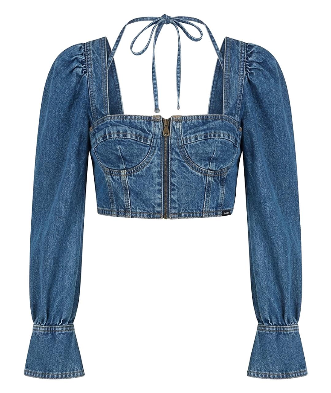 SELF-PORTRAIT Темно-синяя деним блузы, фото 1