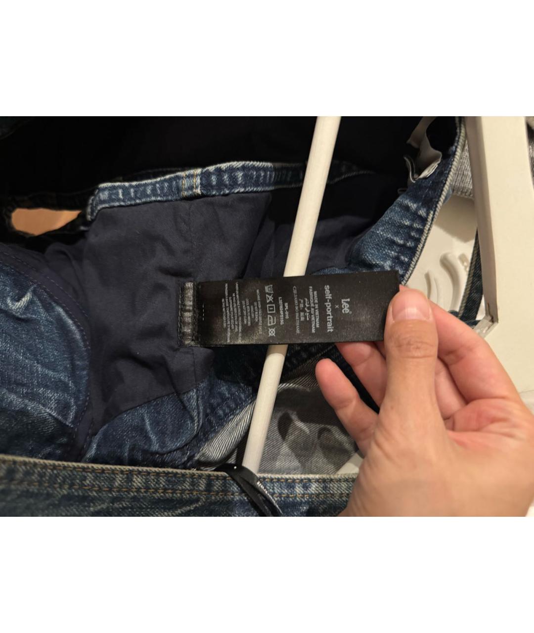 SELF-PORTRAIT Темно-синяя деним блузы, фото 4