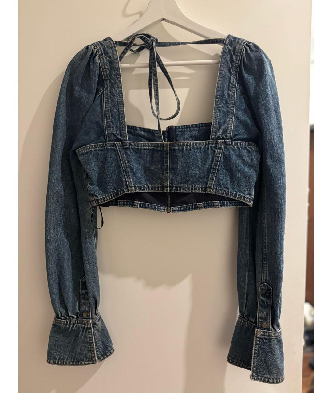 SELF-PORTRAIT Темно-синяя деним блузы, фото 2