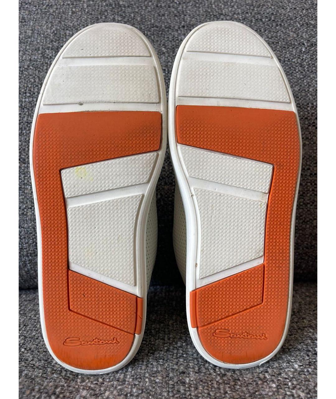 SANTONI Белые кожаные кеды, фото 6