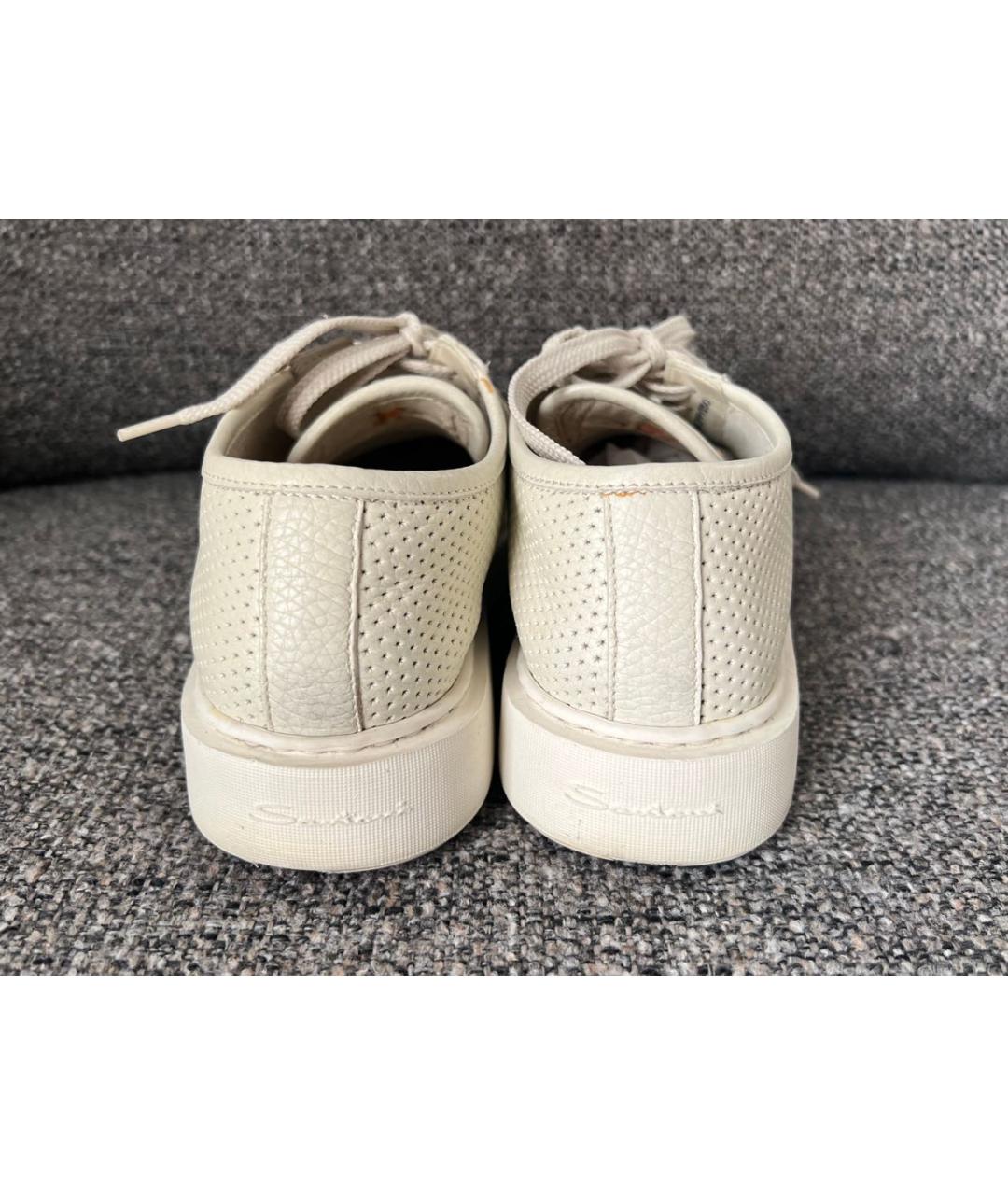 SANTONI Белые кожаные кеды, фото 7