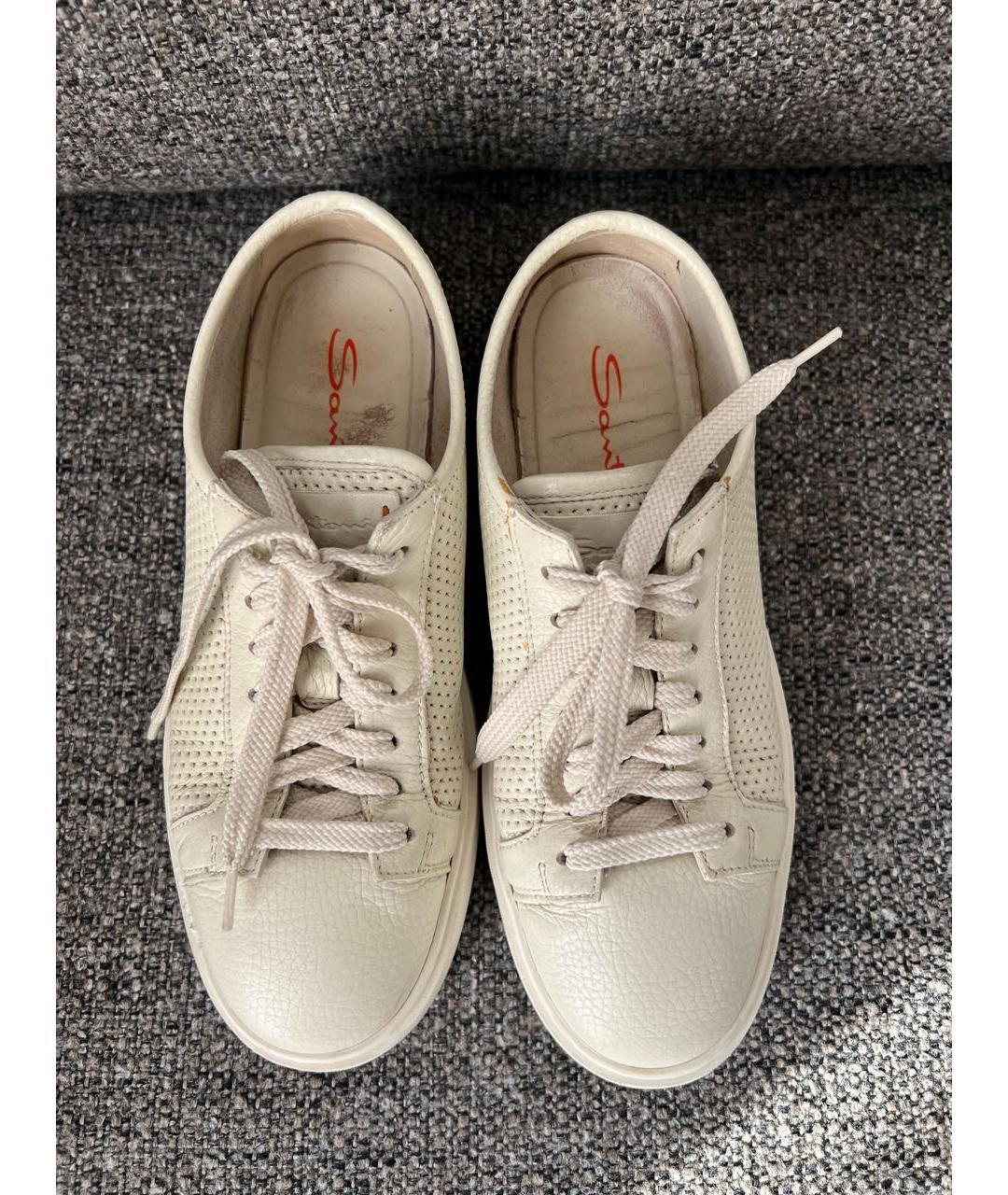 SANTONI Белые кожаные кеды, фото 4