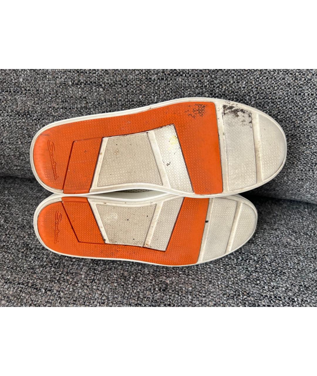 SANTONI Белые кожаные кеды, фото 6