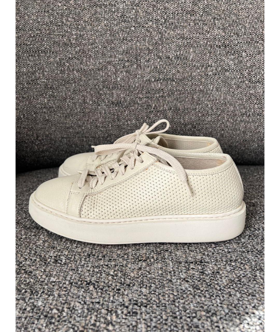 SANTONI Белые кожаные кеды, фото 2