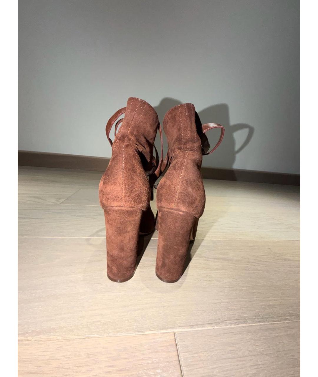 GIANVITO ROSSI Коричневые замшевые ботильоны, фото 4