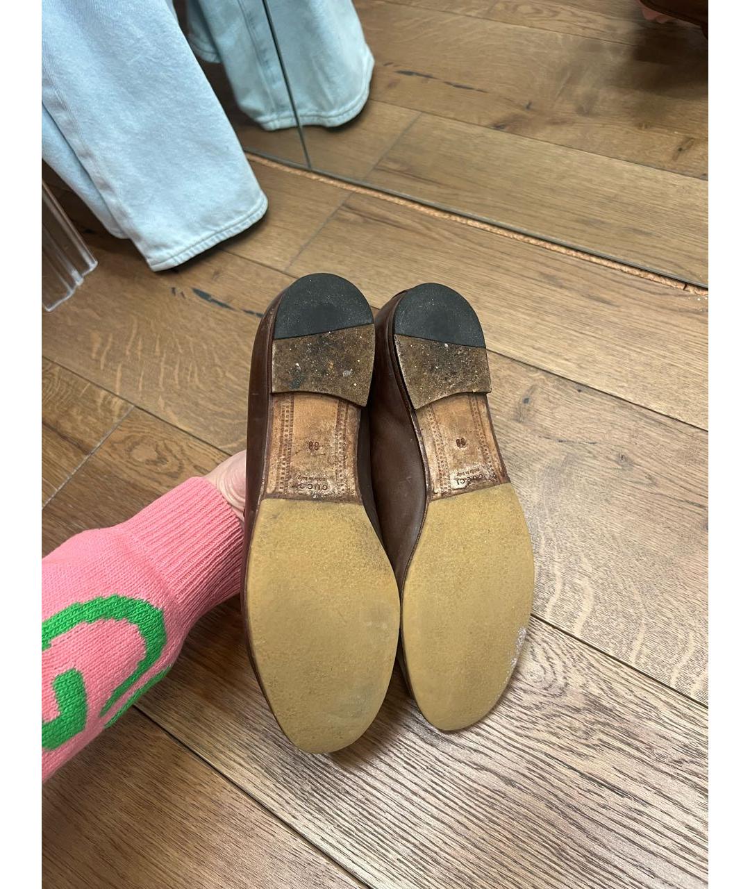 GUCCI Коричневые кожаные лоферы, фото 5