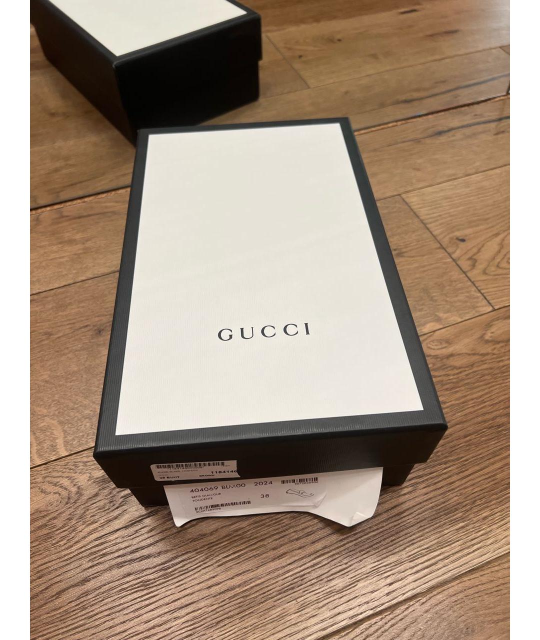 GUCCI Коричневые кожаные лоферы, фото 6