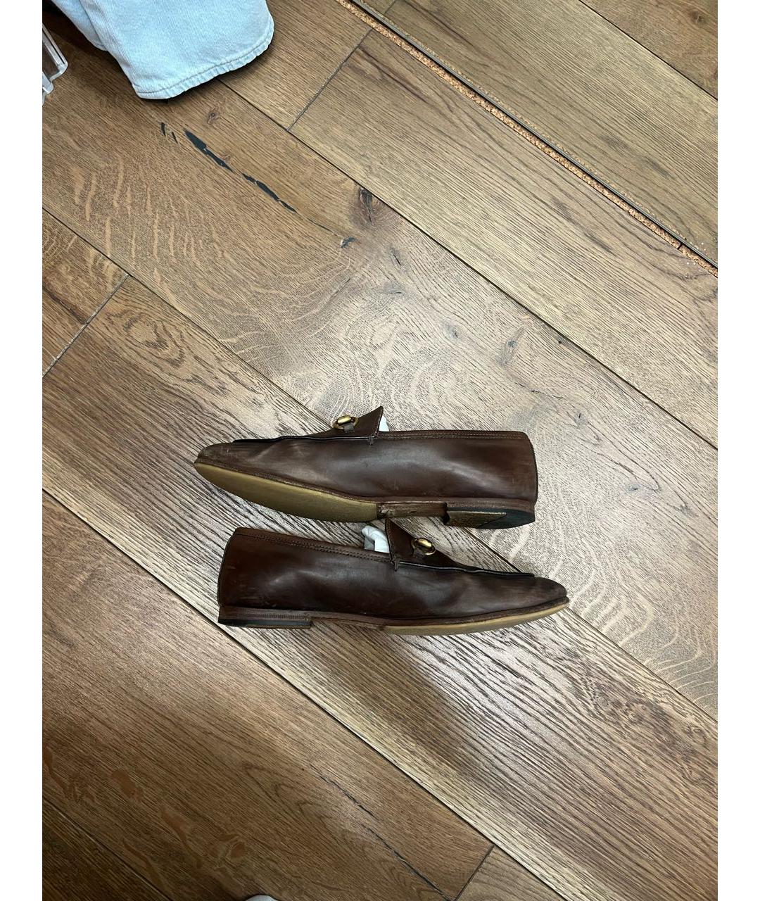 GUCCI Коричневые кожаные лоферы, фото 8