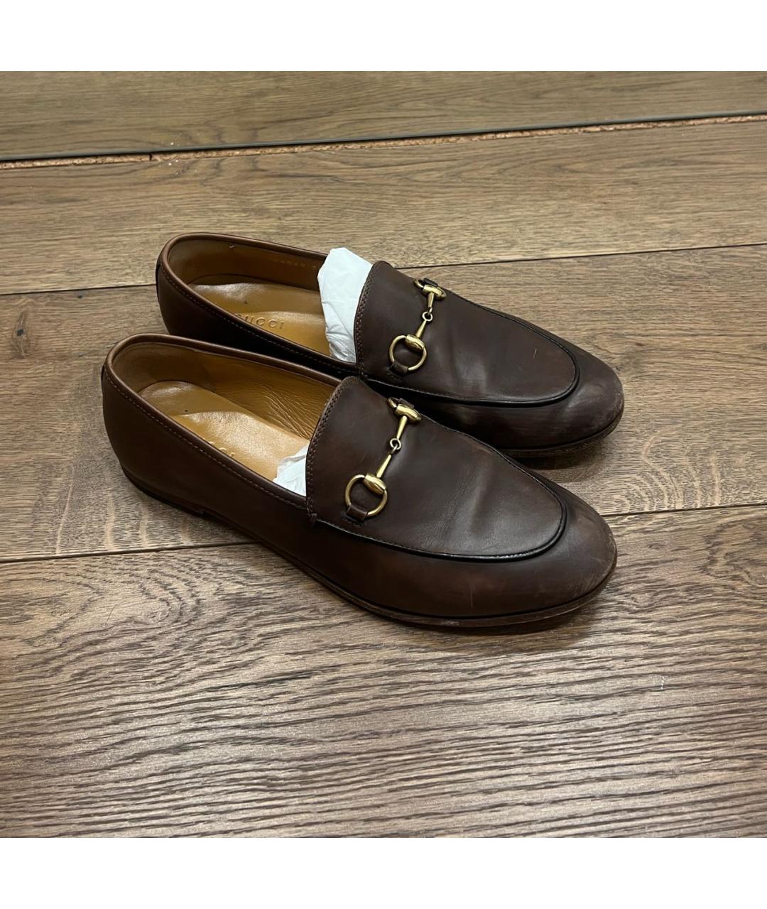 GUCCI Коричневые кожаные лоферы, фото 2