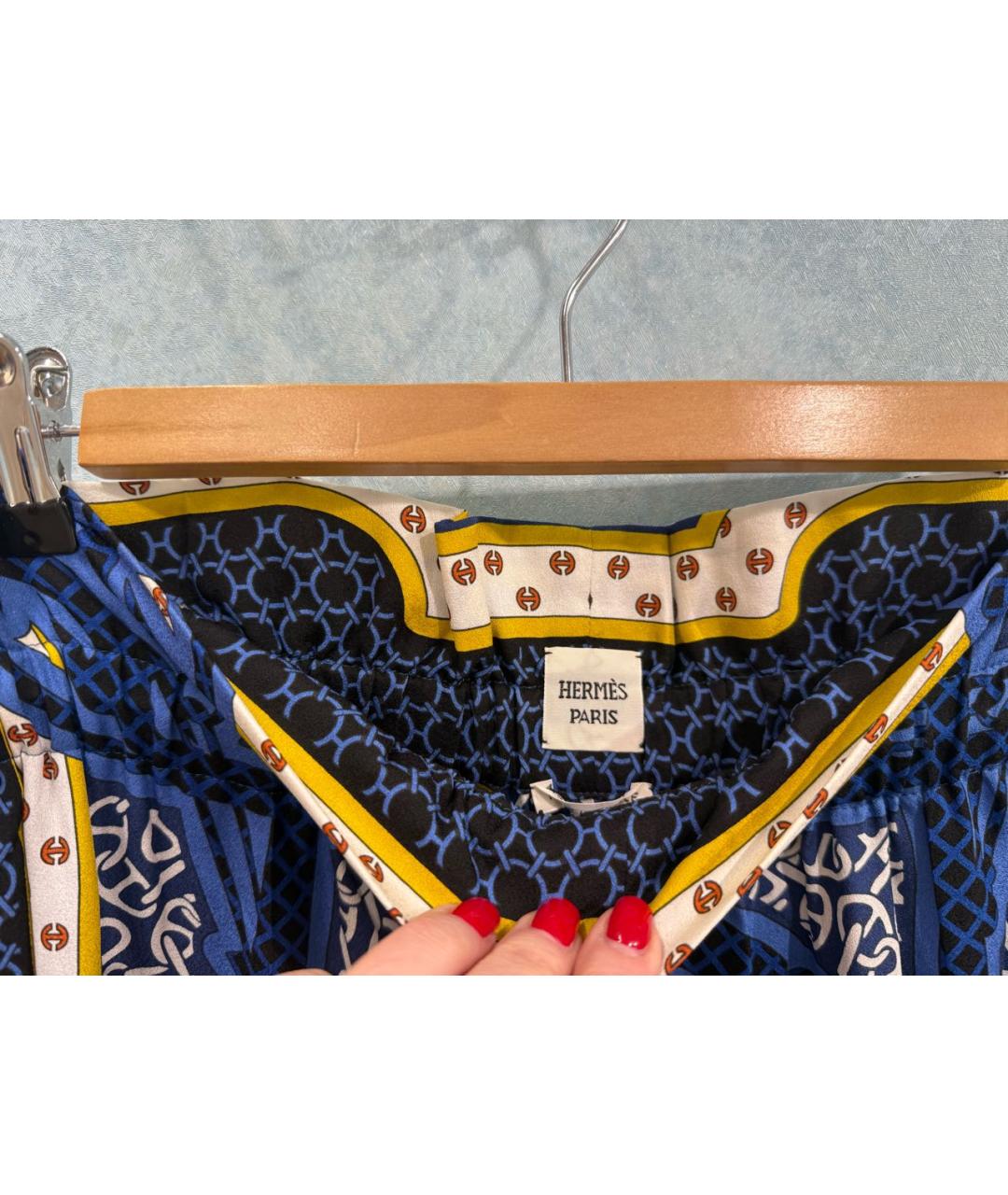 HERMES Мульти шелковые брюки широкие, фото 3