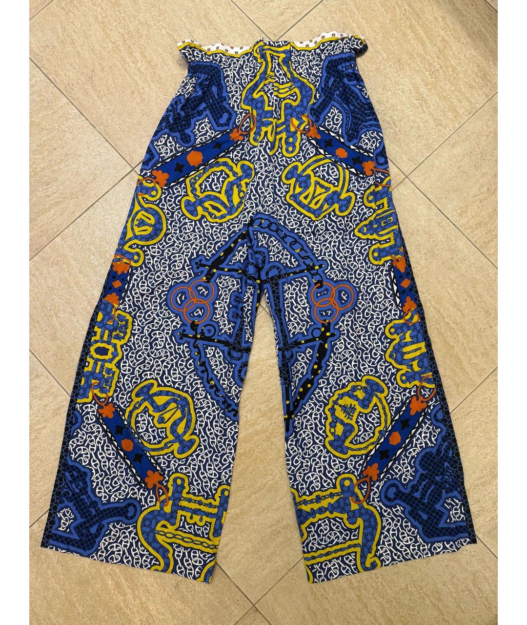 HERMES Мульти шелковые брюки широкие, фото 2