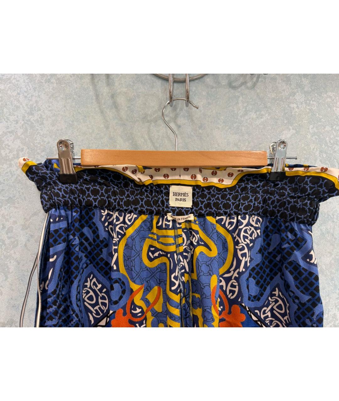 HERMES Мульти шелковые брюки широкие, фото 4