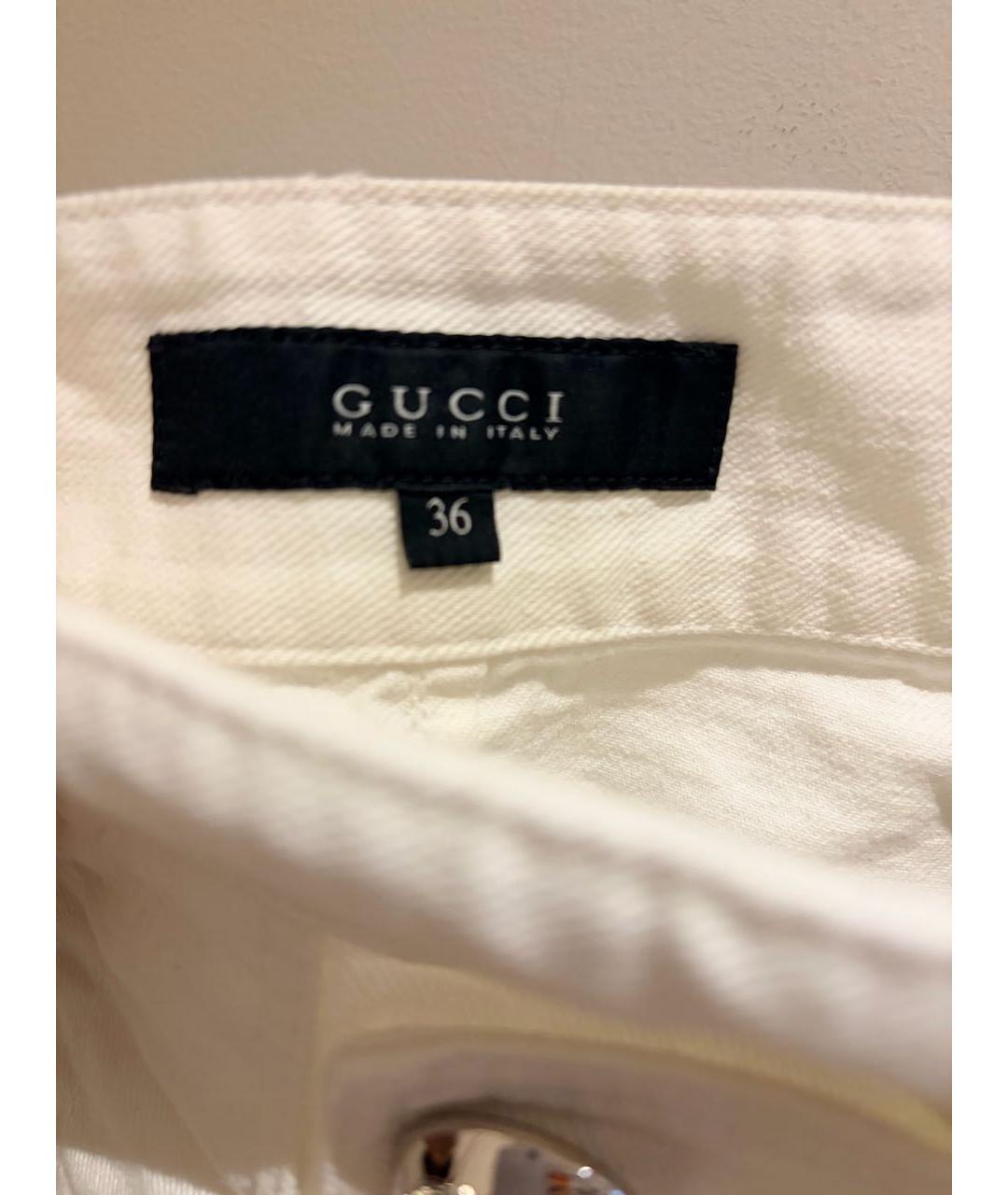 GUCCI Белые хлопко-эластановые джинсы клеш, фото 3