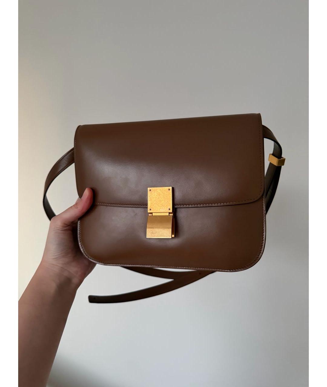 CELINE Коричневая кожаная сумка через плечо, фото 2