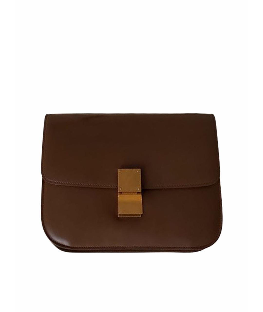 CELINE Коричневая кожаная сумка через плечо, фото 1