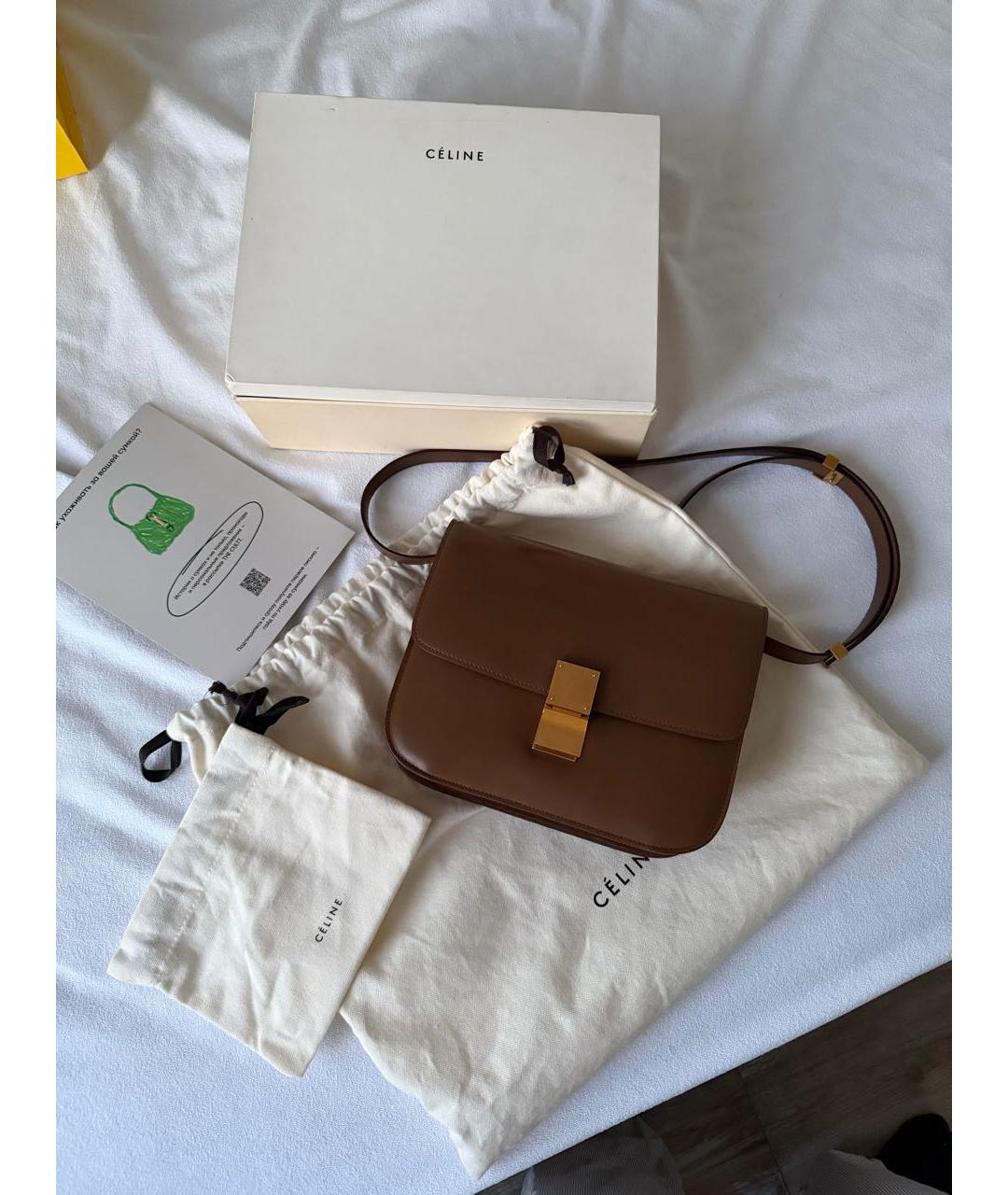 CELINE Коричневая кожаная сумка через плечо, фото 8
