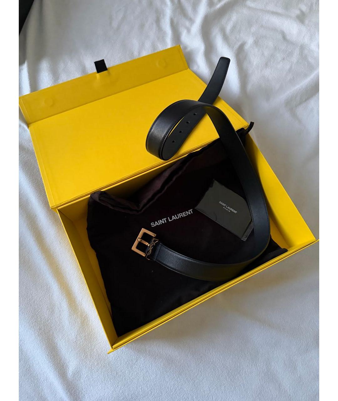 SAINT LAURENT Черный кожаный ремень, фото 2
