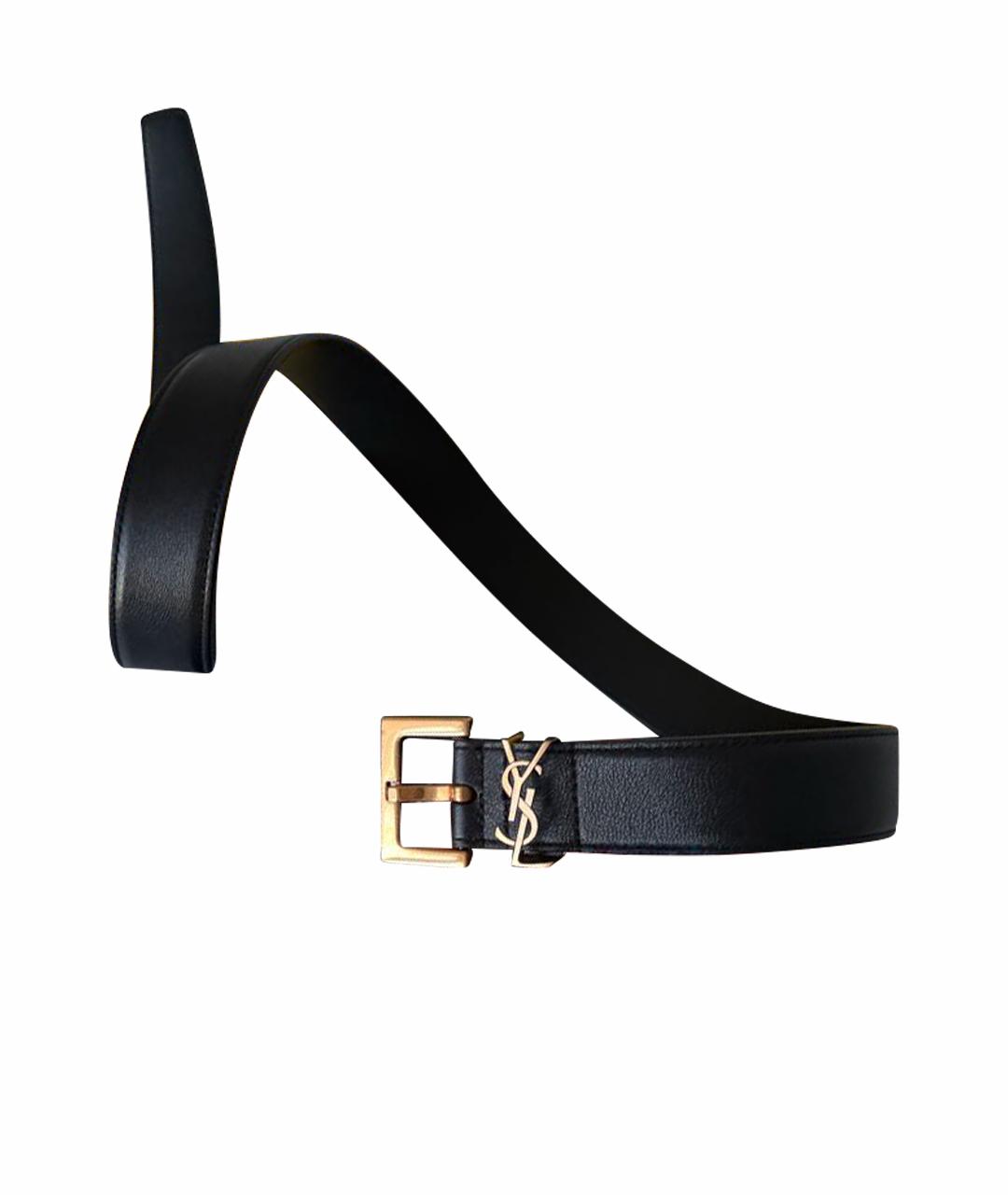 SAINT LAURENT Черный кожаный ремень, фото 1