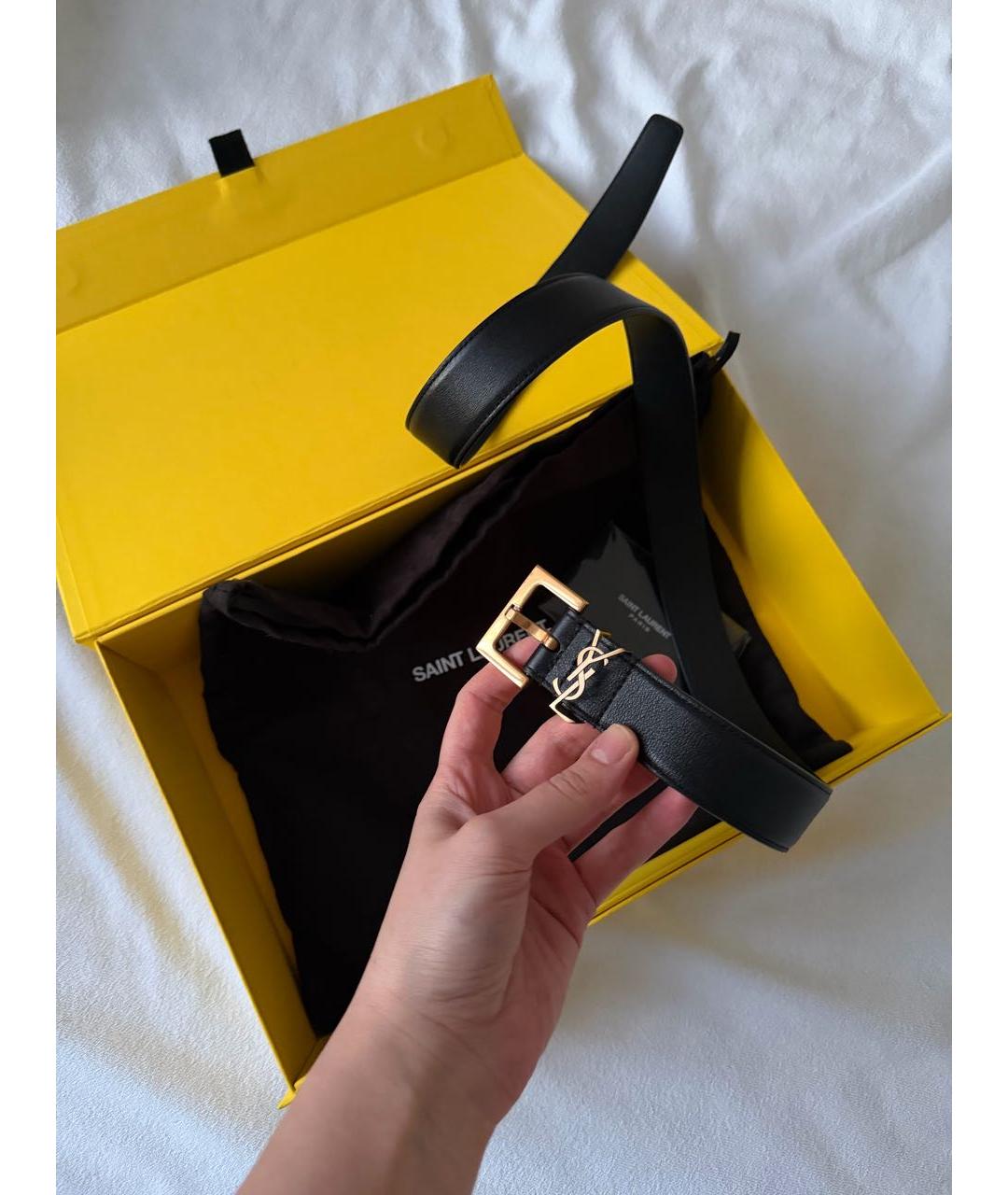 SAINT LAURENT Черный кожаный ремень, фото 6