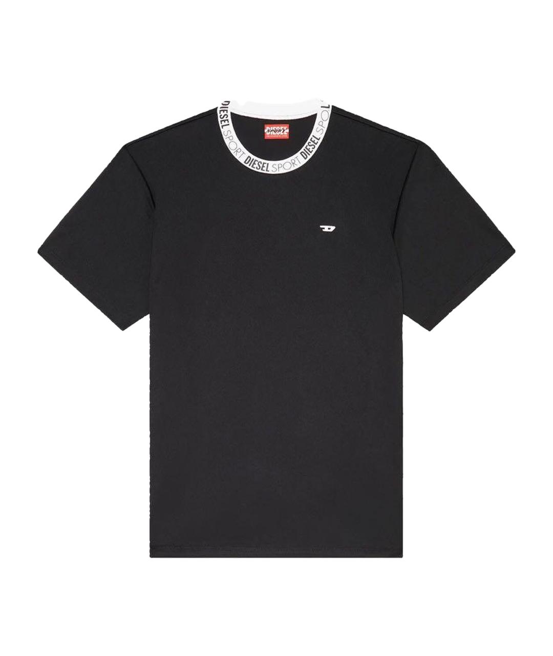 DIESEL Черная хлопко-полиэстеровая футболка, фото 1