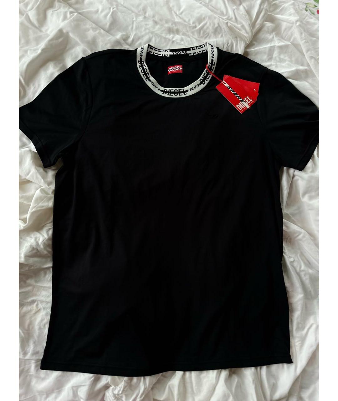 DIESEL Черная хлопко-полиэстеровая футболка, фото 2