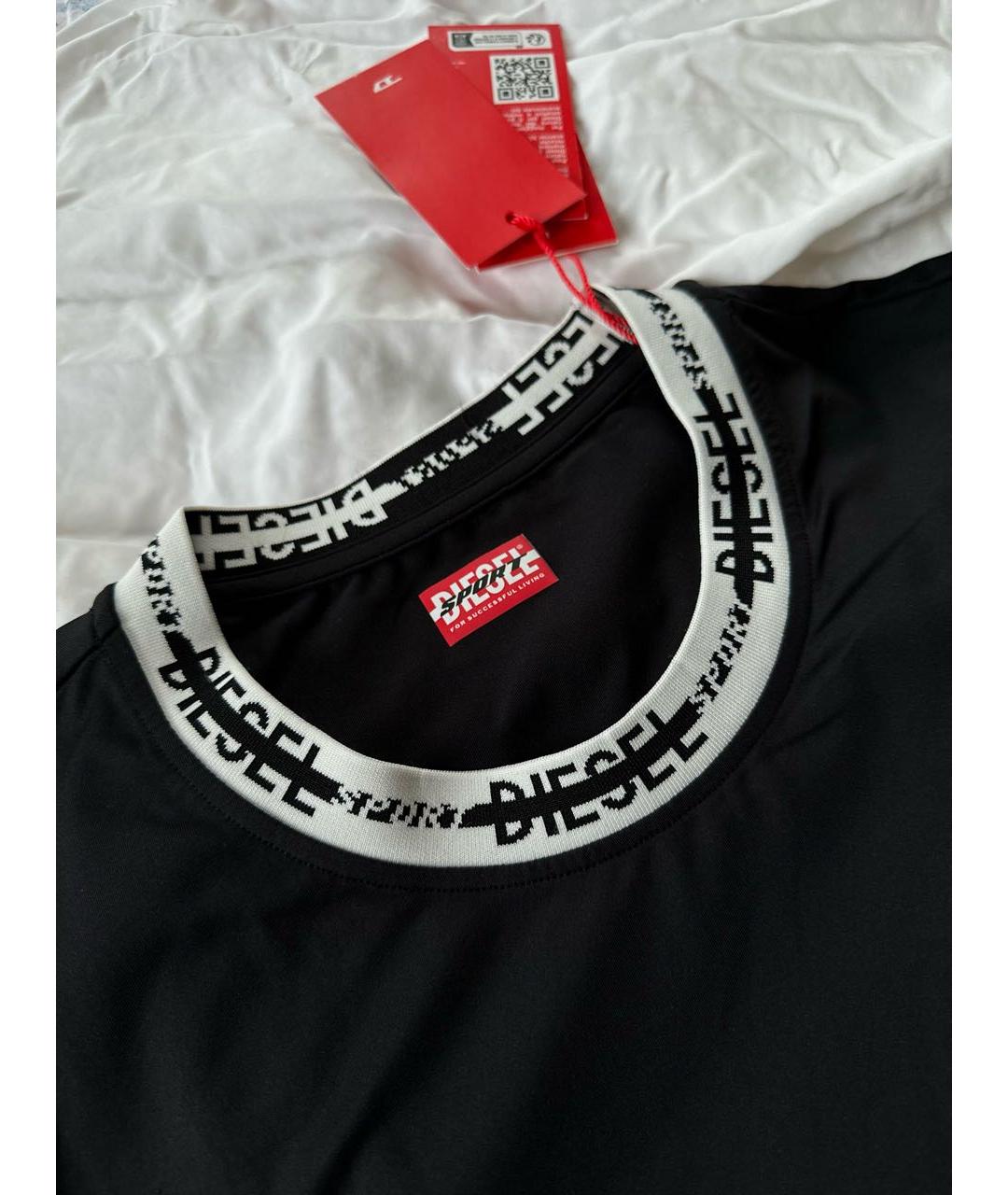 DIESEL Черная хлопко-полиэстеровая футболка, фото 6