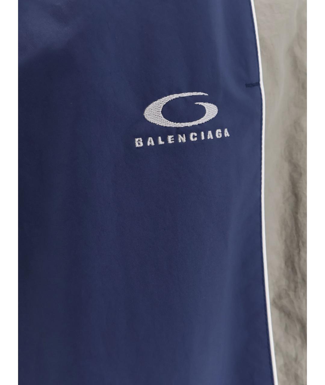 BALENCIAGA Синие полиамидовые повседневные брюки, фото 3