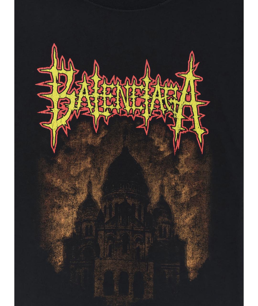 BALENCIAGA Черная хлопковая футболка, фото 3