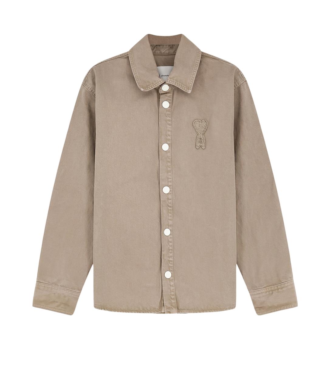 Ami Paris Бежевая хлопковая кэжуал рубашка, фото 1