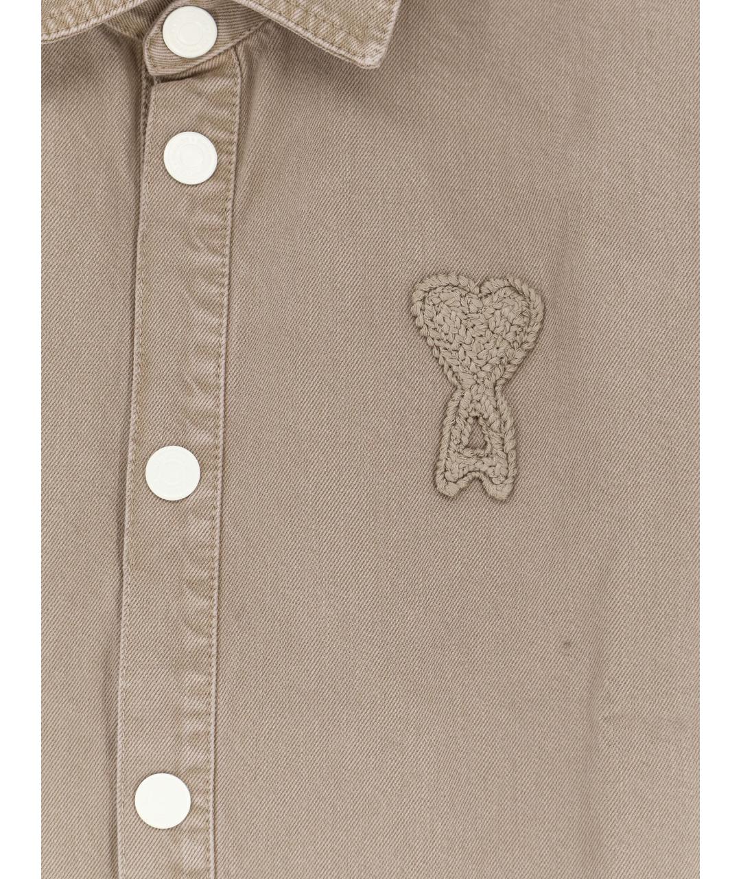 Ami Paris Бежевая хлопковая кэжуал рубашка, фото 3