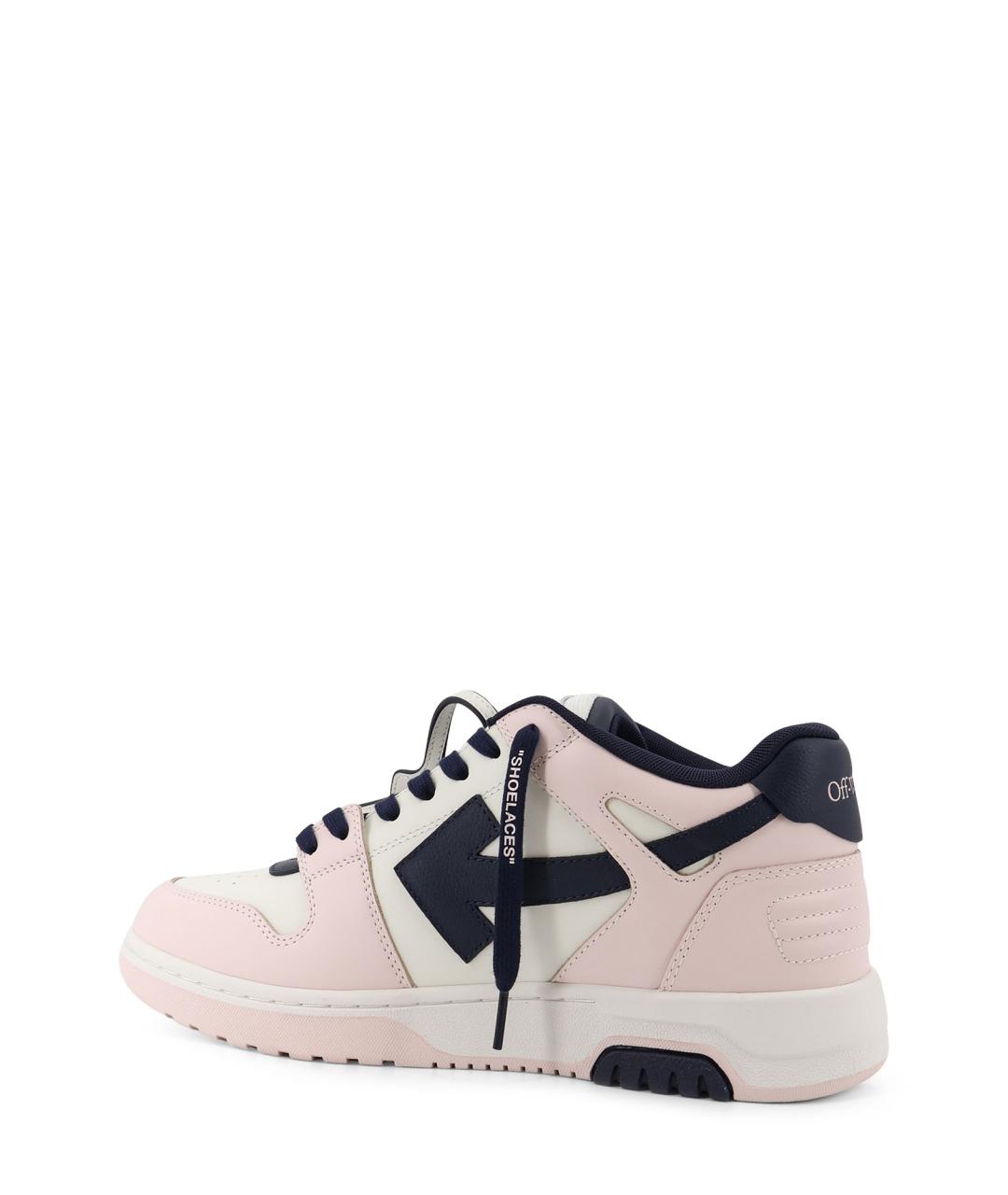 OFF-WHITE Розовые кожаные низкие кроссовки / кеды, фото 3