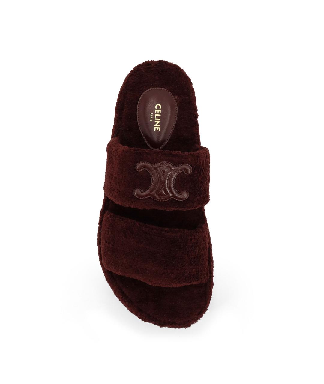 CELINE Бордовые текстильные шлепанцы, фото 4