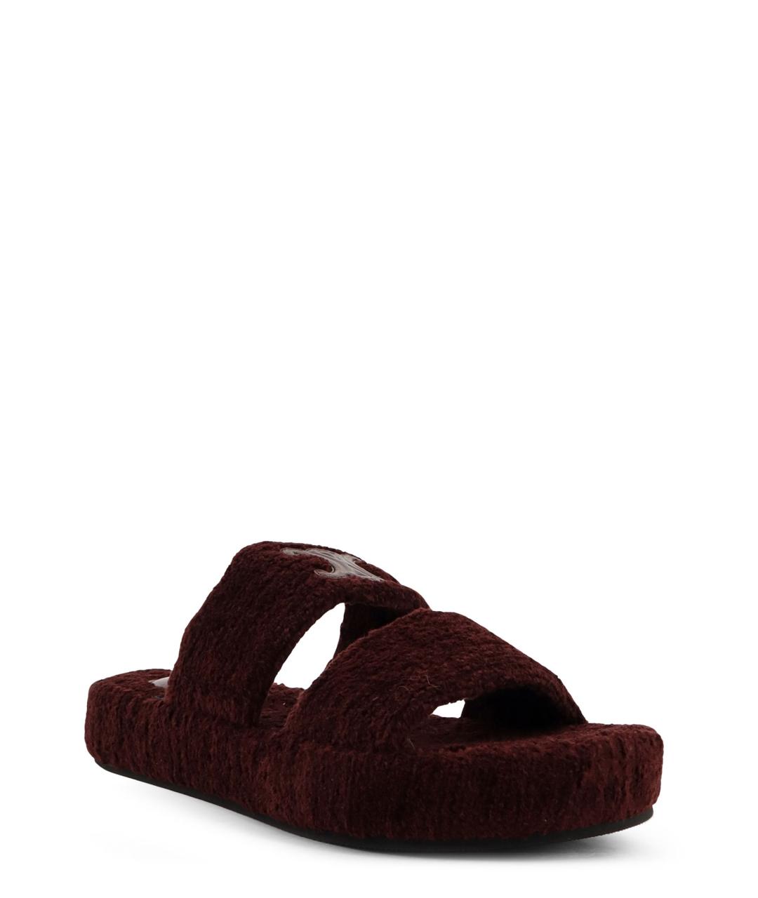 CELINE Бордовые текстильные шлепанцы, фото 2